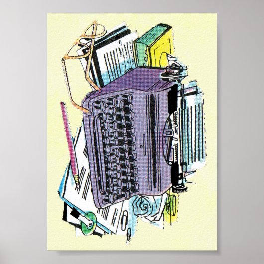 Het potlood van het Schrijfmachine van de Schrijfm Poster (Voorkant)