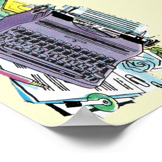 Het potlood van het Schrijfmachine van de Schrijfm Poster (Hoek)