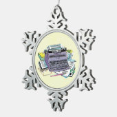Het potlood van het Schrijfmachine van de Schrijfm Tin Sneeuwvlok Ornament (Rechts)