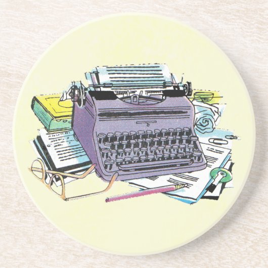 Het potlood van het Schrijfmachine van de Schrijfm Zandsteen Onderzetter (Voorkant)