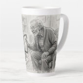 Het potloodschets koffiekopje met de kachelbezoeke latte mok (Rechterhoek)