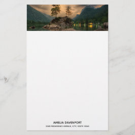 Het prachtige bergmeer in de Evening Foto Briefpapier