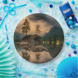 Het prachtige bergmeer in de Evening Foto Papieren Bordje