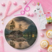 Het prachtige bergmeer in de Evening Foto Papieren Bordje (Feest)