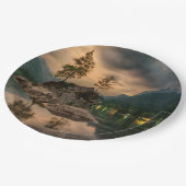 Het prachtige bergmeer in de Evening Foto Papieren Bordje (Gekanteld)