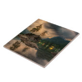 Het prachtige bergmeer in de Evening Foto Tegeltje (Zijkant)