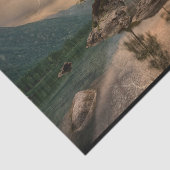 Het prachtige bergmeer in de Evening Foto Tissuepapier (Detail)