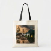 Het prachtige bergmeer in de Evening Foto Tote Bag (Voorkant)