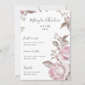 Het prachtige Blush Roses Weddenschap Menu (Voorkant)