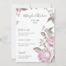 Het prachtige Blush Roses Weddenschap Menu