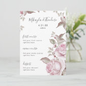 Het prachtige Blush Roses Weddenschap Menu (Staand voorkant)