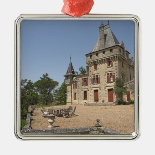 Het prachtige Chateau de Pressac en de tuin Metalen Ornament (Voorkant)