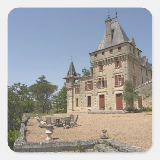 Het prachtige Chateau de Pressac en de tuin Vierkante Sticker (Voorkant)