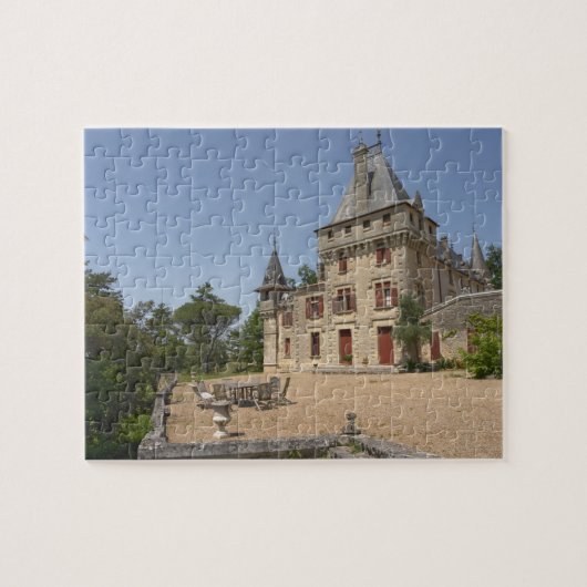 Het prachtige Chateau de Pressac en tuin Legpuzzel (Horizontaal)