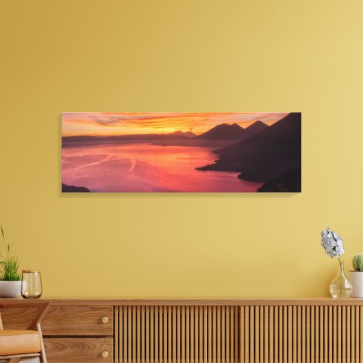 Het prachtige Golden Sunrise-meer op het meer van Canvas Afdruk (Insitu (Woonkamer))