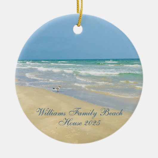 Het prachtige huis van de Aangepaste Familienaam J Keramisch Ornament (Voorkant)