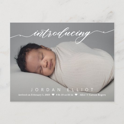 Het prachtige Intro Baby Birth Announcement Briefk Briefkaart (Voorkant)