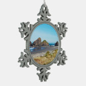 Het prachtige kustlandschap van Oregon Tin Sneeuwvlok Ornament (Links)