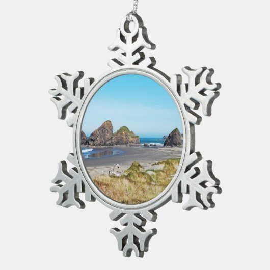 Het prachtige kustlandschap van Oregon Tin Sneeuwvlok Ornament (Rechts)
