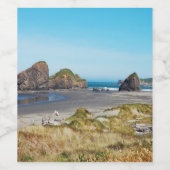 Het prachtige kustlandschap van Oregon Wijn Etiket (Enkel label)