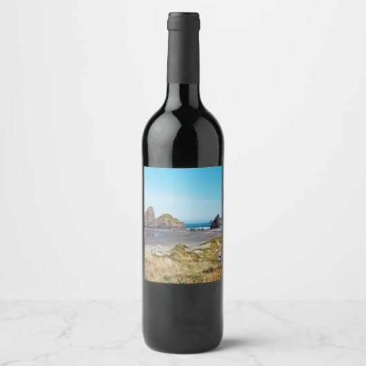 Het prachtige kustlandschap van Oregon Wijn Etiket (Voorkant)