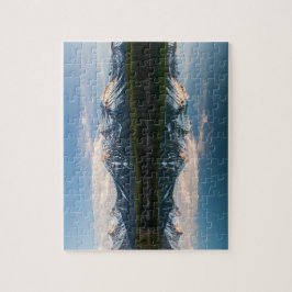Het prachtige landschap van de rotsbergen reflecte legpuzzel