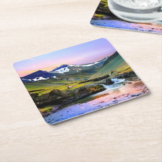 Het prachtige landschapslandschap van IJsland Kartonnen Onderzetters (Schuin)