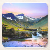 Het prachtige landschapslandschap van IJsland Kartonnen Onderzetters (Voorkant)