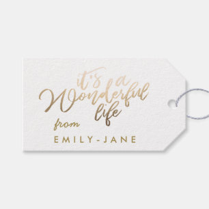 het prachtige leven Gold Lettering Folie Kerstmis Cadeaulabel