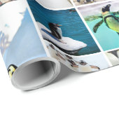 Het prachtige Penguin-fotocollage-patroon Cadeaupapier (Rol Hoek)