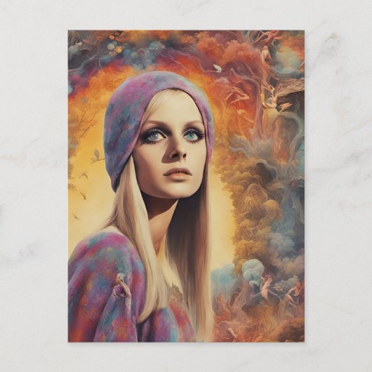 Het prachtige Retro Lady schilderij Briefkaart (Voorkant)