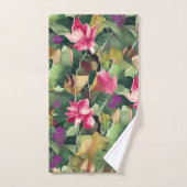 Het prachtige Roze Bloem en het Tropische Patroon  Bad Handdoek (Handdoek)
