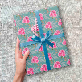 Het prachtige roze rozen Waterverf Patroon Cadeaupapier