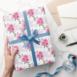 Het prachtige roze rozen Waterverf Patroon Cadeaupapier