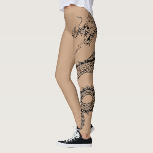 Het prachtige Tattoo van de Draak in de Achtergron Leggings