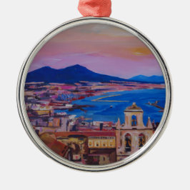 Het prachtige Uitzicht van de stad Napels met de b Metalen Ornament