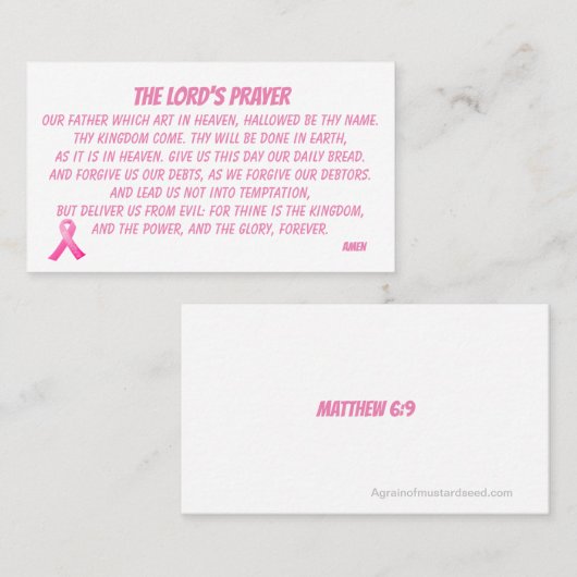 HET PRAYER VAN DE LORD MATTHEW 6:9 roze lint Visitekaartje (Voorkant / Achterkant)