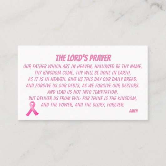 HET PRAYER VAN DE LORD MATTHEW 6:9 roze lint Visitekaartje (Voorkant)