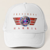 Het President Harris/Walz Wing Medallion Trucker Pet (Voorkant)
