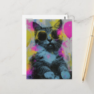 Het pretfeest kat briefkaart
