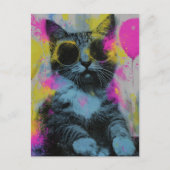Het pretfeest kat briefkaart (Voorkant)