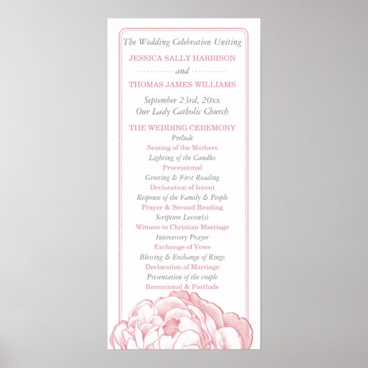 Het Pretty Peony Bloem Bruiloft Collectie Programm Poster (Voorkant)