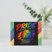 Het Pride Basketbal Regenboog Thema Design Briefkaart (Staand voorkant)