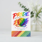 Het Pride Basketbal Regenboog Thema Design Briefkaart (Staand voorkant)