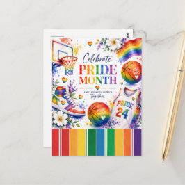 Het Pride Basketbal Regenboog Thema Design Briefkaart