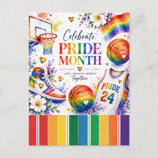 Het Pride Basketbal Regenboog Thema Design Briefkaart (Voorkant)