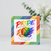 Het Pride Basketbal Regenboog Thema Design Feestdagenkaart (Staand voorkant)