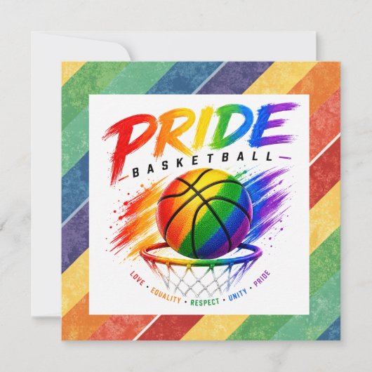 Het Pride Basketbal Regenboog Thema Design Feestdagenkaart (Voorkant)