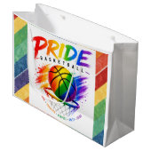 Het Pride Basketbal Regenboog Thema Design Groot Cadeauzakje (Voorkant Gekanteld)