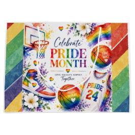Het Pride Basketbal Regenboog Thema Design Groot Cadeauzakje
